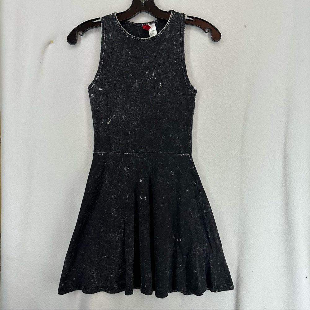 Divided Halter Skater Dress Marble Print Women’s XS Black